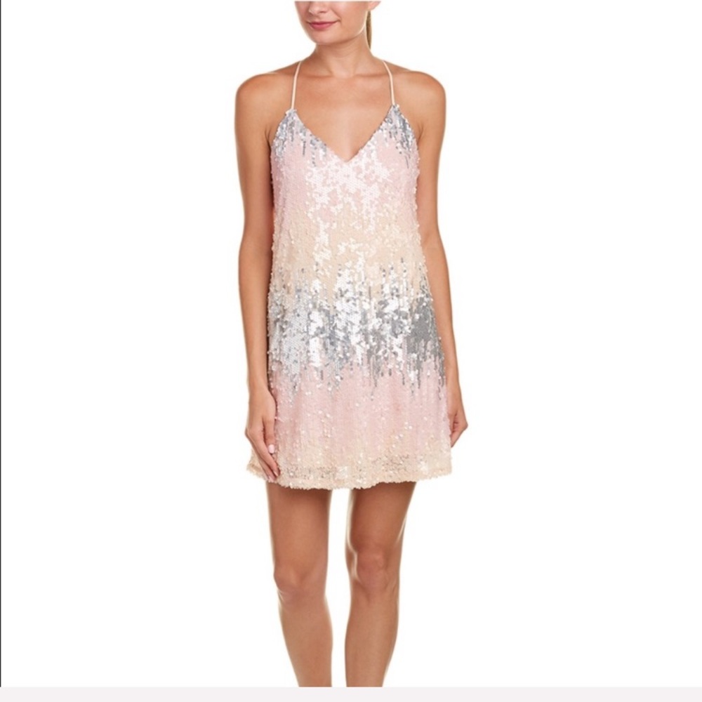Lavender Brown Sequin Tank Dress -Pink